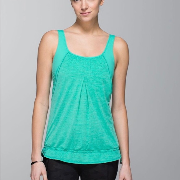 EUC Lululemon 2 in 1 Run Time Tank Top • Heathered Toothpaste Mint • US 4 - Picture 2 of 10